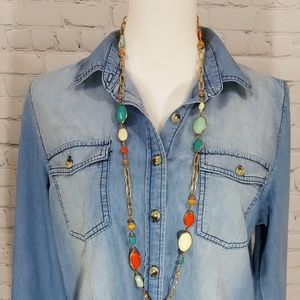 Host PickPassport Large 100%Cotton Blue Jean Shirt